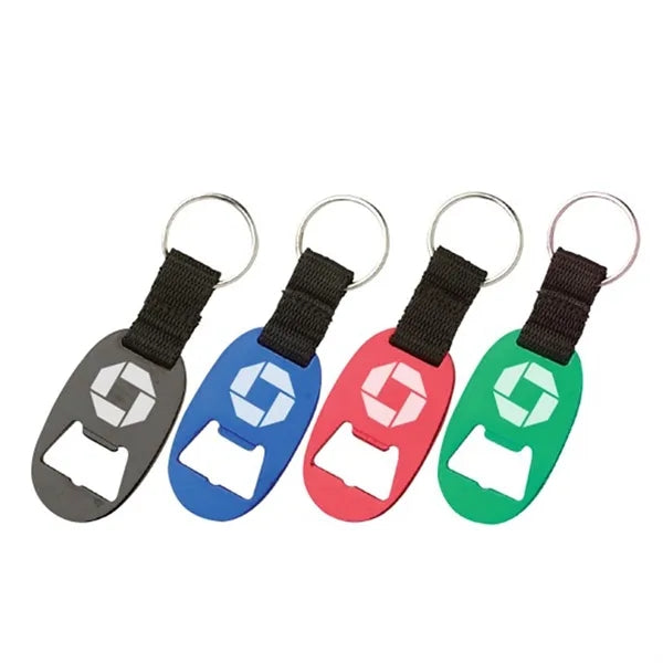 Aluminum Bottle Opener Key Tag with Strap and Split