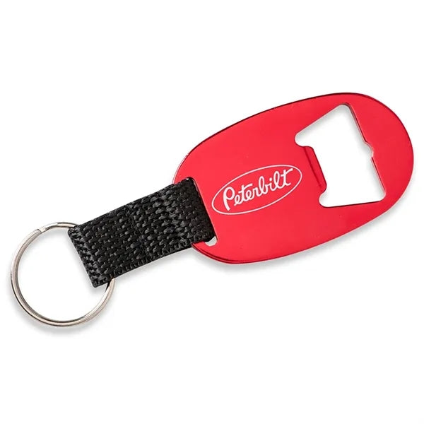 Aluminum Bottle Opener Key Tag with Strap and Split
