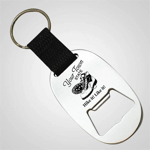 Aluminum Bottle Opener Key Tag with Strap and Split