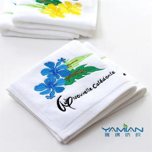 White cotton beer bar terry towel emboridery logo custom