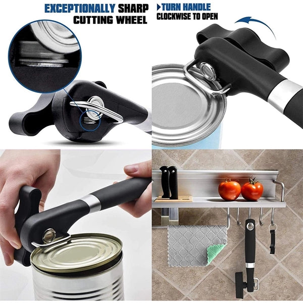 Safety Manual Can Opener with Smooth Edge Design