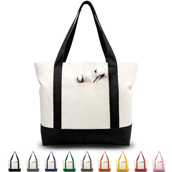 Stylish Canvas Tote Bag With An External Pocket
