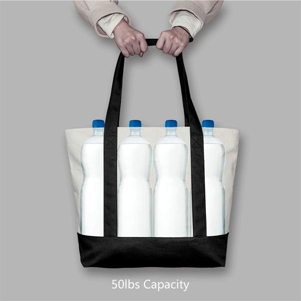 Stylish Canvas Tote Bag With An External Pocket