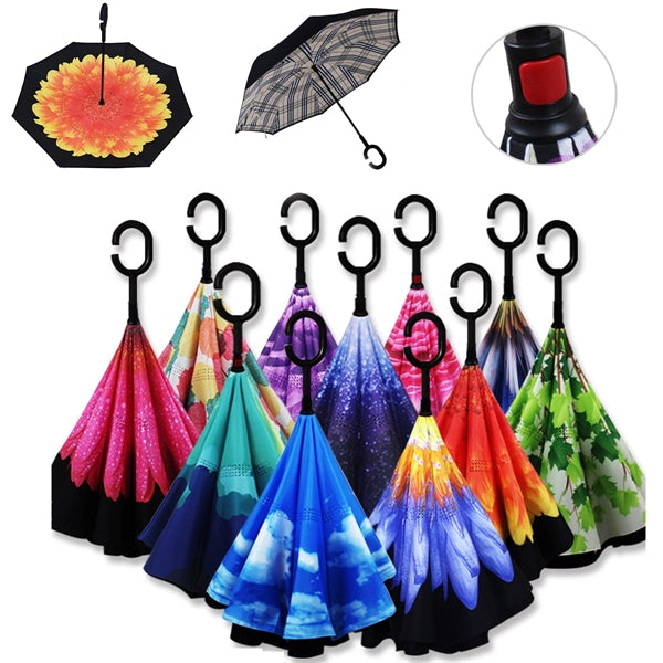 Windproof Double Layer Folding Inverted Umbrella