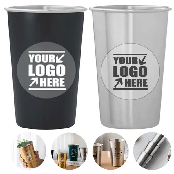 16oz Unbreakable Stainless Steel Pint Cups