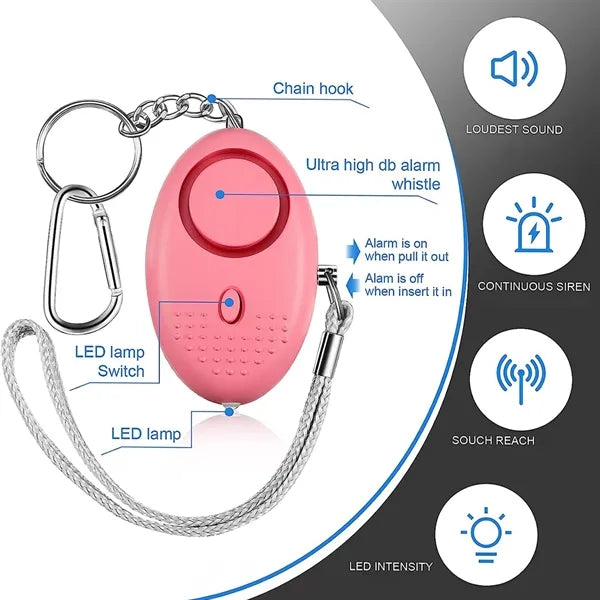LED Light Emergency Self-Defense Alarm Keychain