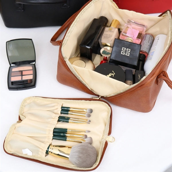 Travel Makeup Cosmetic Bag Wide-Open Zipper Toiletry Pouch