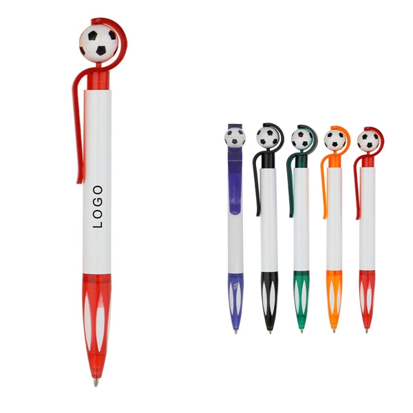 Plastic Ballpoint Pen In The Shape of Football With A Clip
