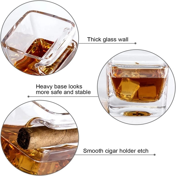 Glassware Set, Whiskey Glasses with Cigar Stand.