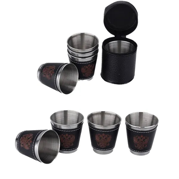 Stainless Steel Cups Set Of 4 With PU Carrying Case