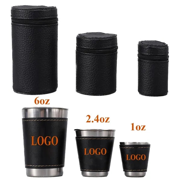 Stainless Steel Cups Set Of 4 With PU Carrying Case