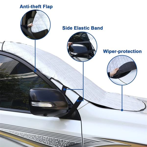 Extra Thick 4 Layers Auto Windshield Cover for Snow and Sun