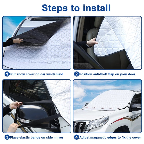 Extra Thick 4 Layers Auto Windshield Cover for Snow and Sun