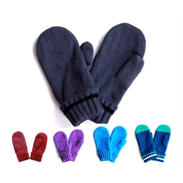 Acrylic Knit Mittens With Fleece Lining