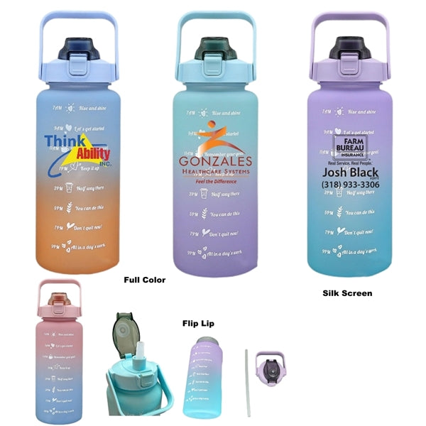 68 oz Motivational Water Bottle with Time Marker & Straw