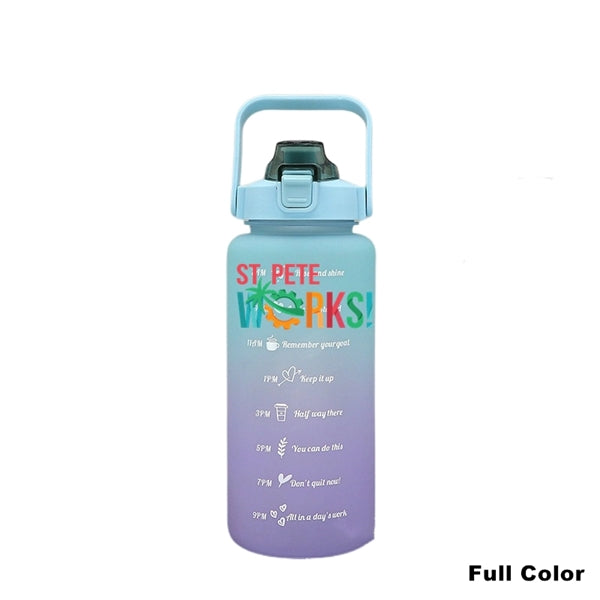 68 oz Motivational Water Bottle with Time Marker & Straw