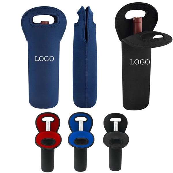 Neoprene Single Wine Bottle Holder Tote Bag