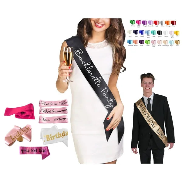 Printed Party Satin Sash- Premium Version