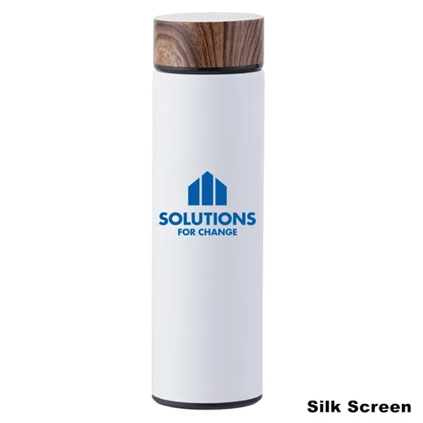 17 oz Wood Cap Double Wall Stainless Steel Thermos Bottle