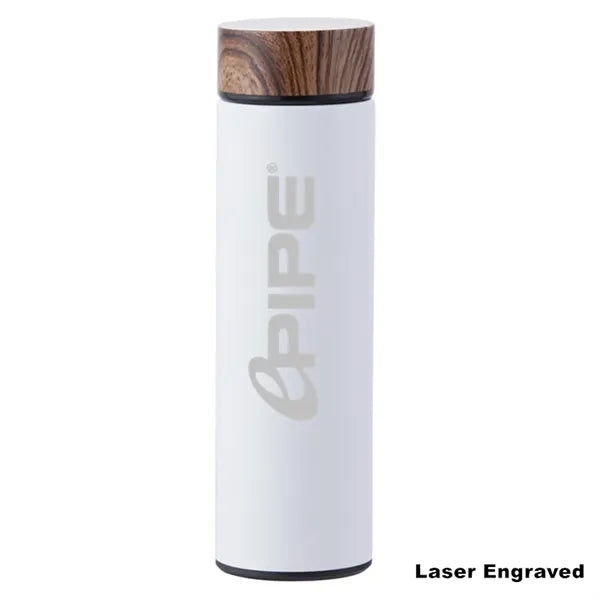 17 oz Wood Cap Double Wall Stainless Steel Thermos Bottle