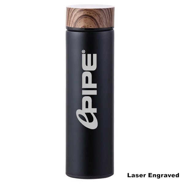 17 oz Wood Cap Double Wall Stainless Steel Thermos Bottle