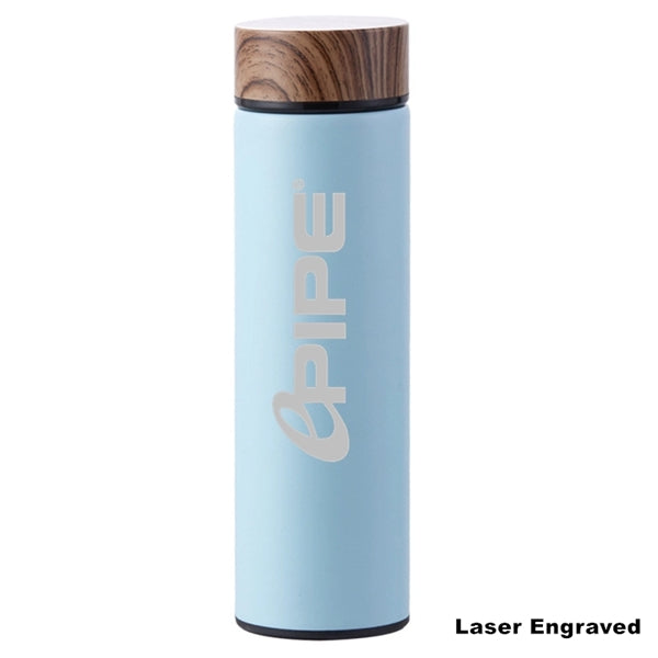 17 oz Wood Cap Double Wall Stainless Steel Thermos Bottle
