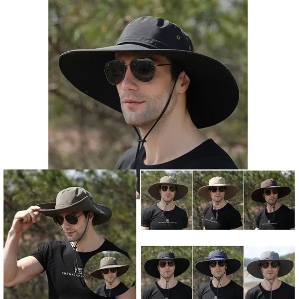 Water Repellent Wide Brim Bucket Hat Outdoor Fishing