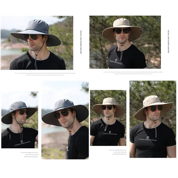 Water Repellent Wide Brim Bucket Hat Outdoor Fishing