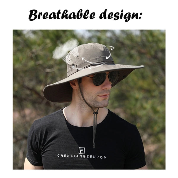 Water Repellent Wide Brim Bucket Hat Outdoor Fishing