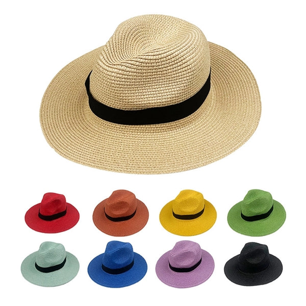 Unisex Travel Panama Hat Summer Wide Brim Straw Cap