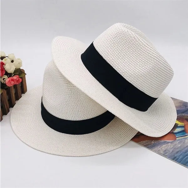 Unisex Travel Panama Hat Summer Wide Brim Straw Cap