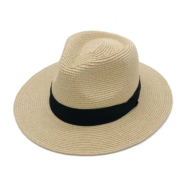 Unisex Travel Panama Hat Summer Wide Brim Straw Cap