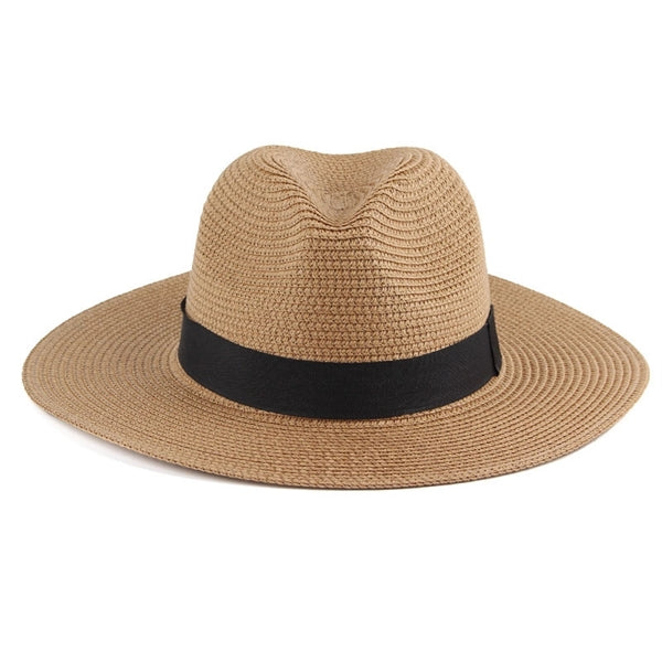 Unisex Travel Panama Hat Summer Wide Brim Straw Cap