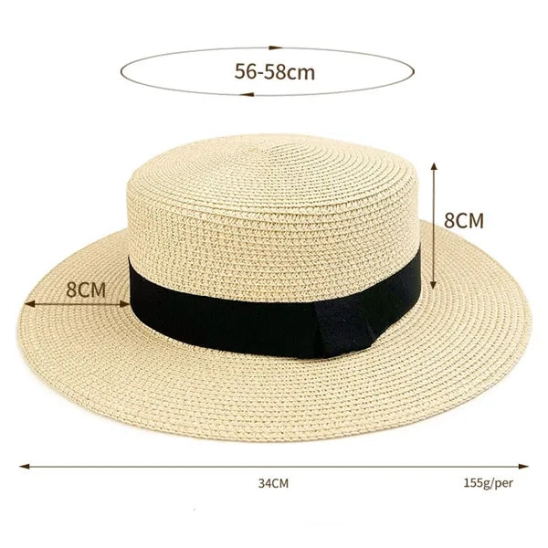Unisex Travel Panama Hat Summer Wide Brim Straw Cap
