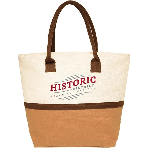 Two-Tone Jute Window Shopper Tote Bag (2 Color Imprint)