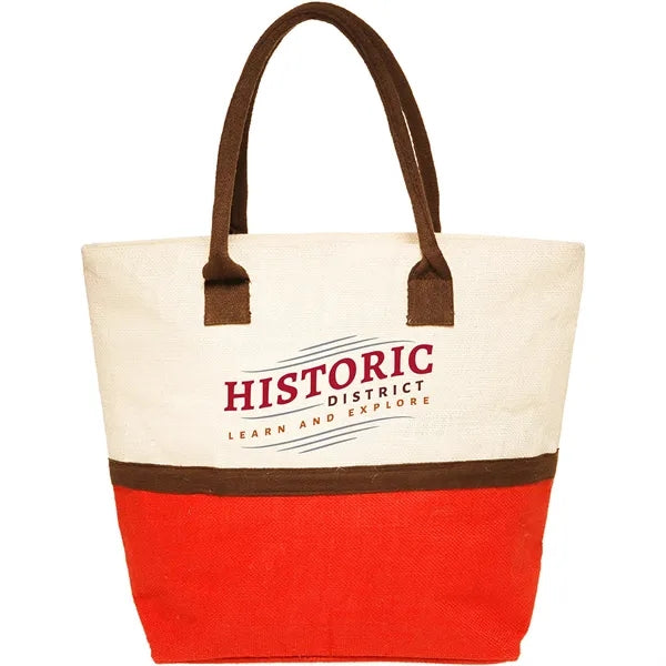 Two-Tone Jute Window Shopper Tote Bag (Full Color Imprint)