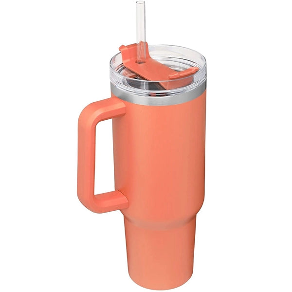 40 Oz. Stainless Steel Tumbler with Handle & Straw