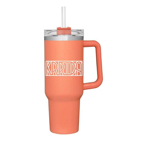 40 Oz. Stainless Steel Tumbler with Handle & Straw