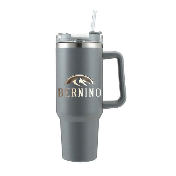 40 Oz. Stainless Steel Tumbler with Handle & Straw