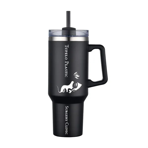 40 Oz. Stainless Steel Tumbler with Handle & Straw