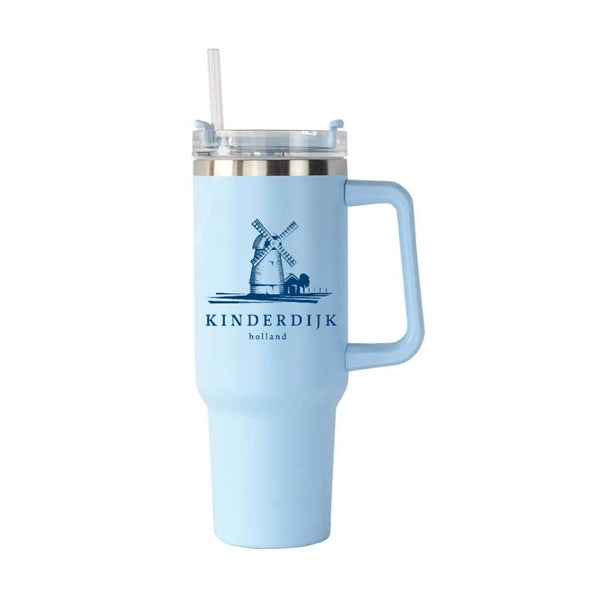 40 Oz. Stainless Steel Tumbler with Handle & Straw