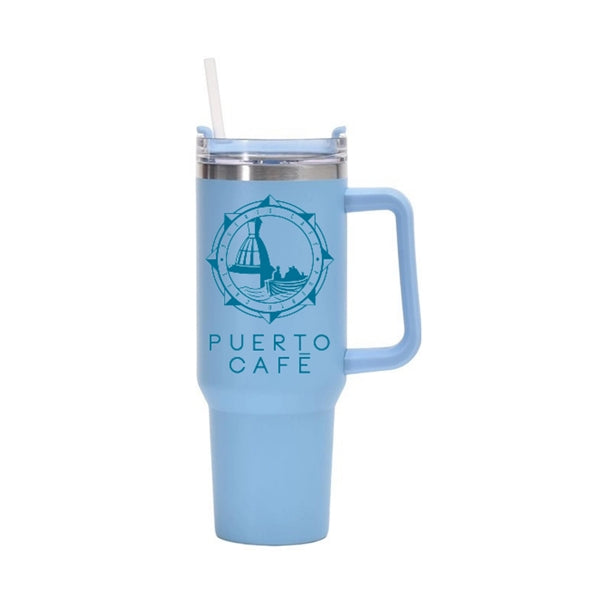 40 Oz. Stainless Steel Tumbler with Handle & Straw