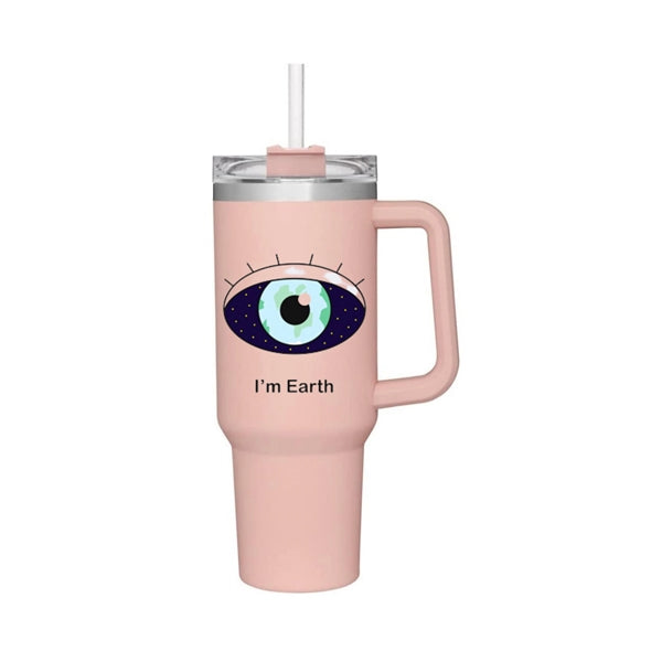 40 Oz. Stainless Steel Tumbler with Handle & Straw