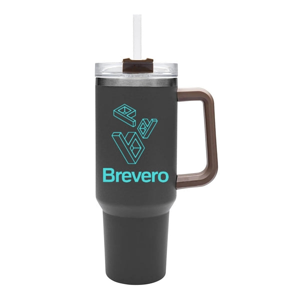 40 Oz. Stainless Steel Tumbler with Handle & Straw