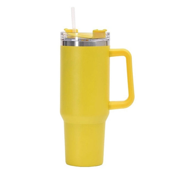 40 Oz. Stainless Steel Tumbler with Handle & Straw