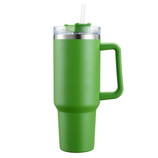 40 Oz. Stainless Steel Tumbler with Handle & Straw