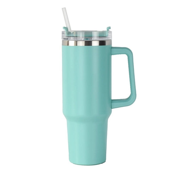 40 Oz. Stainless Steel Tumbler with Handle & Straw
