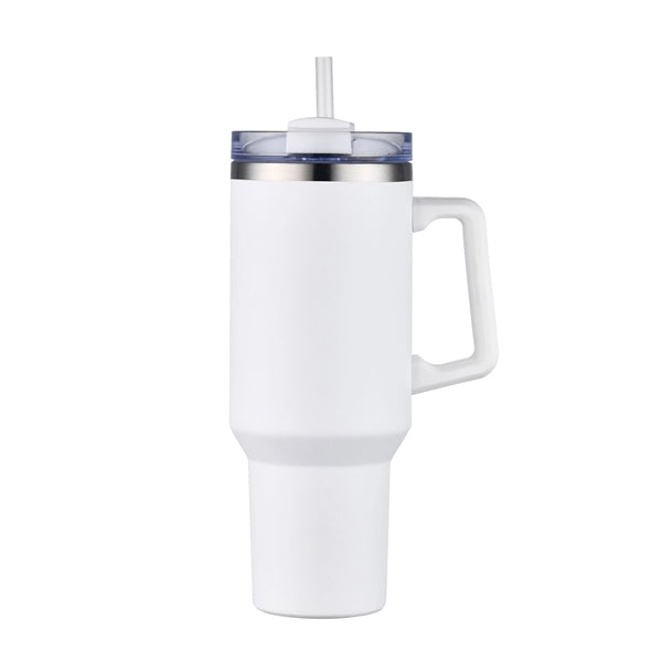 40 Oz. Stainless Steel Tumbler with Handle & Straw