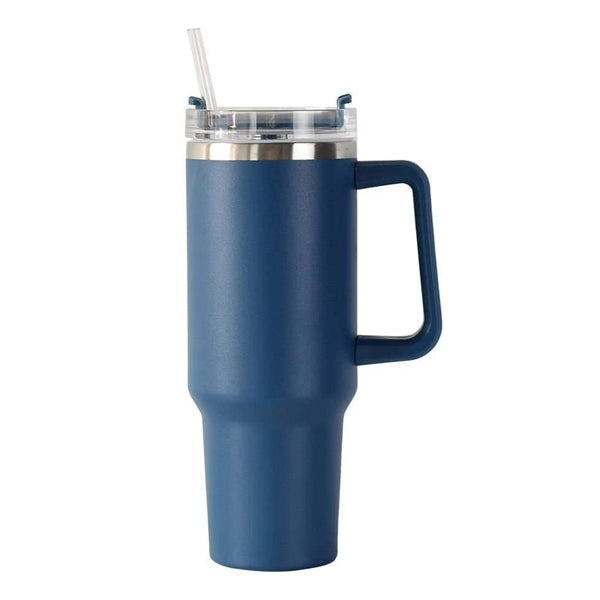 40 Oz. Stainless Steel Tumbler with Handle & Straw