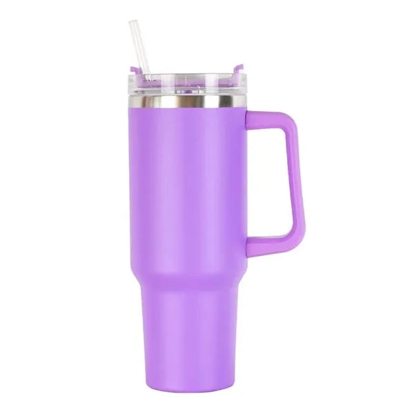 40 Oz. Stainless Steel Tumbler with Handle & Straw